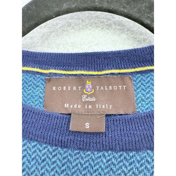 Robert Talbott Mens Blue Merino Wool Made in Italy Knitted Pullover Sweater Smal - Picture 3 of 8
